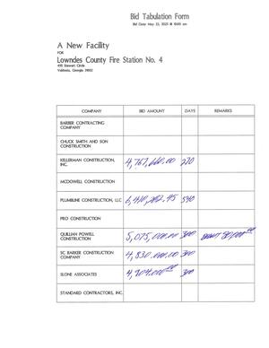 [Bid Tabulation Form: five bids]