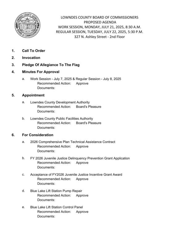 [PROPOSED AGENDA]