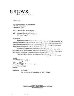 [Crews Engineering bid review]