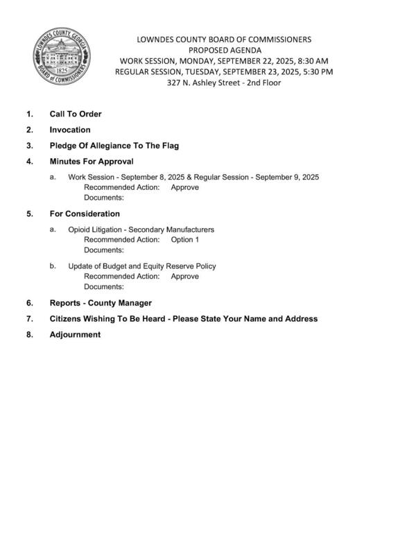 [PROPOSED AGENDA]