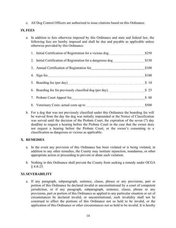[IX. FEES, X. REMEDIES, XI. SEVERABILITY]