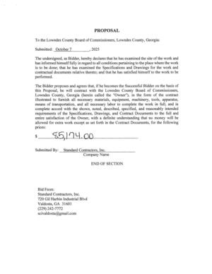 [$85,174.00 PROPOSAL by Standard Contractors, Inc.]