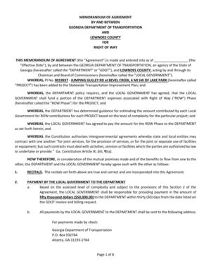 [MEMORANDUM OF AGREEMENT]