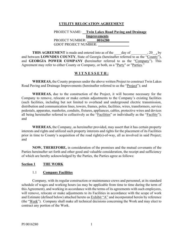 UTILITY RELOCATION AGREEMENT