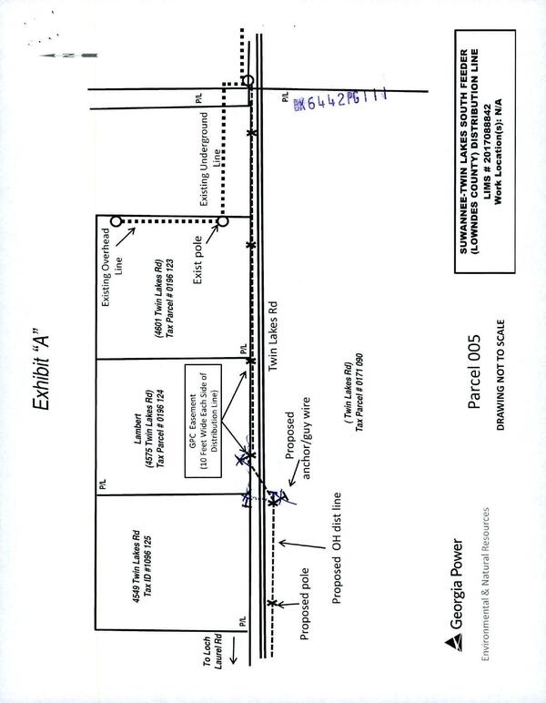 Map: power line RoW along Twin Lakes Road through Lambert property