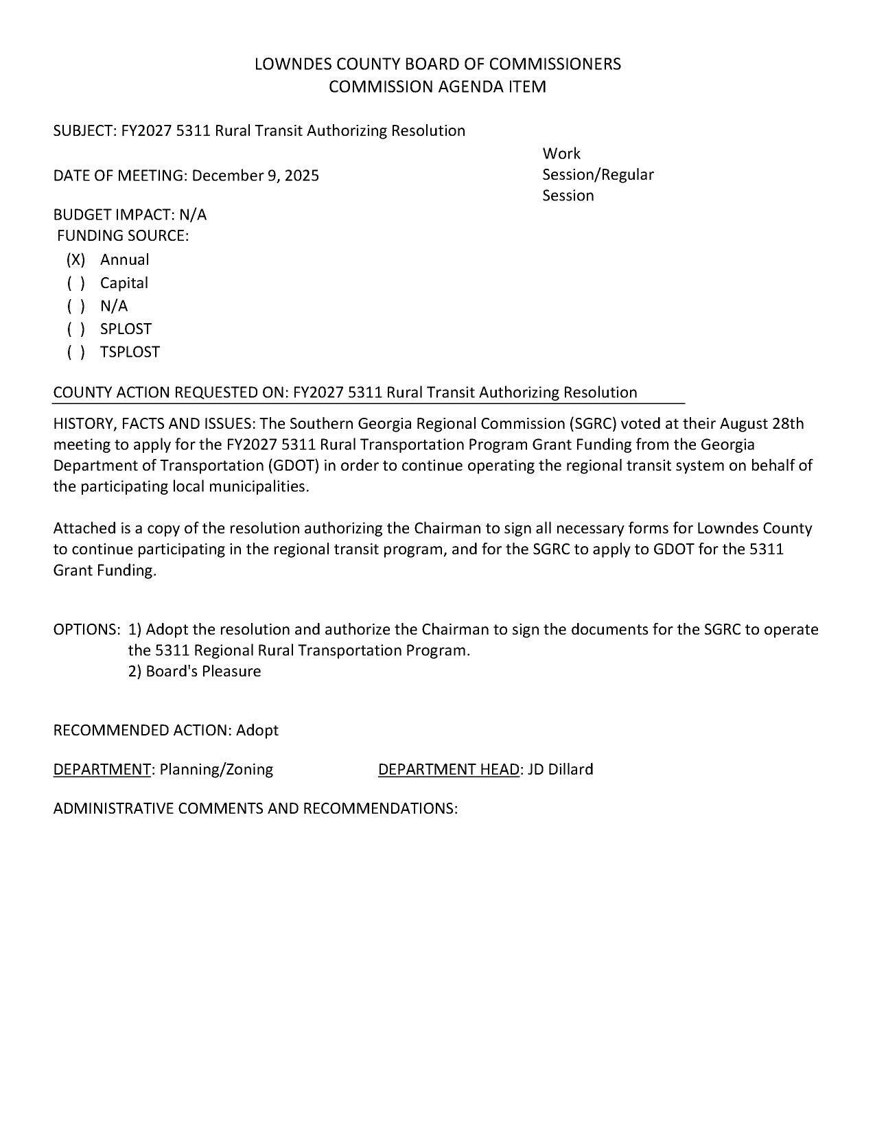 to continue operating the regional transit system on behalf of the participating local municipalities.