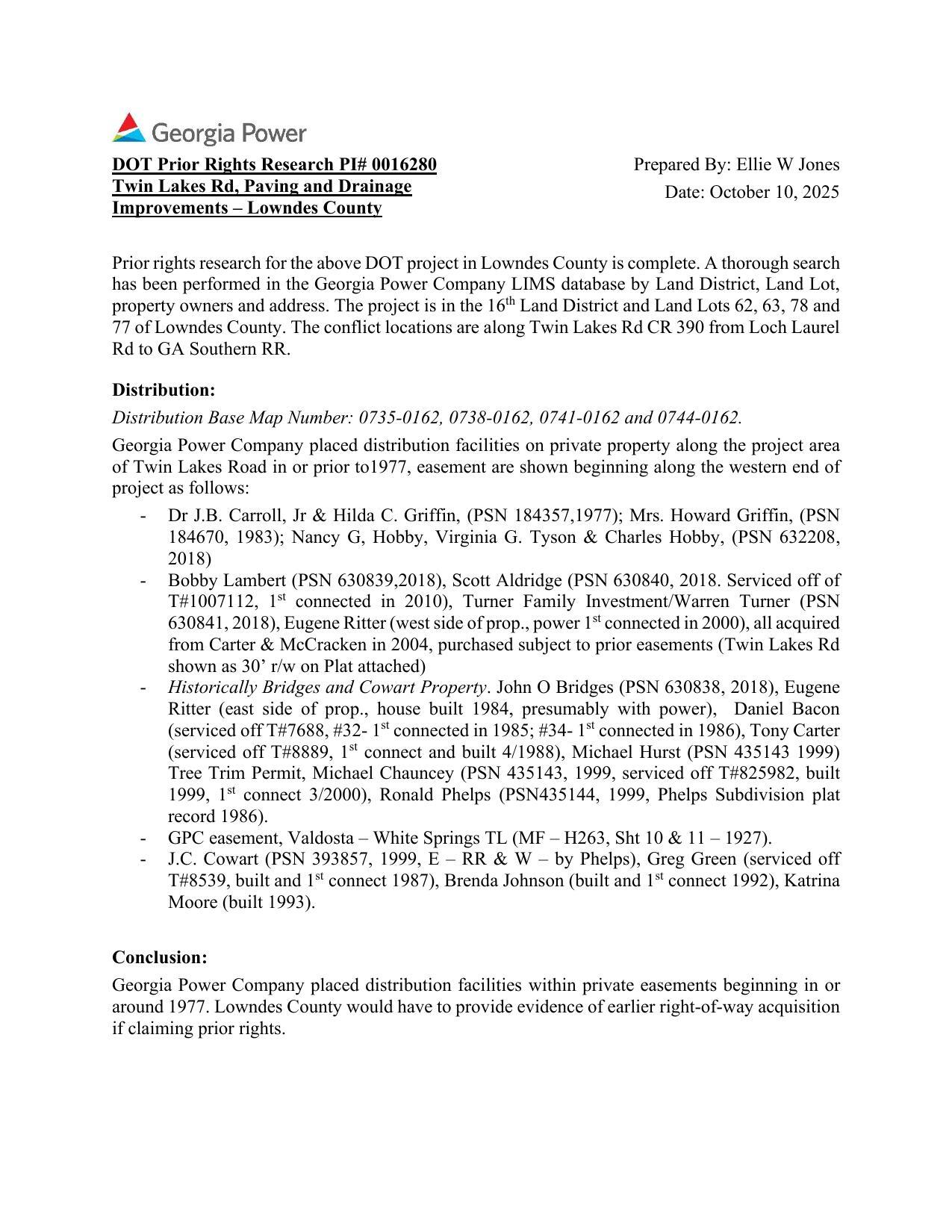 DOT Prior Rights Research PI# 0016280