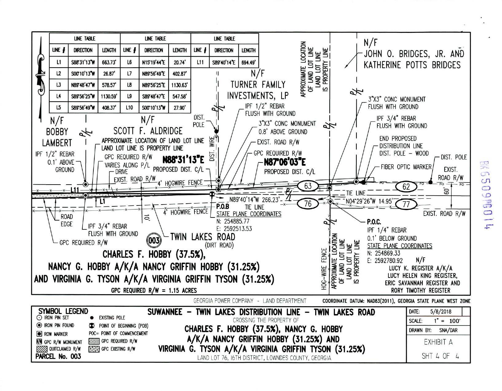 Map: Suwannee - Twin Lakes Distribution Line, Twin Lakes Road, Hobby and Tyson property (4 of 4)