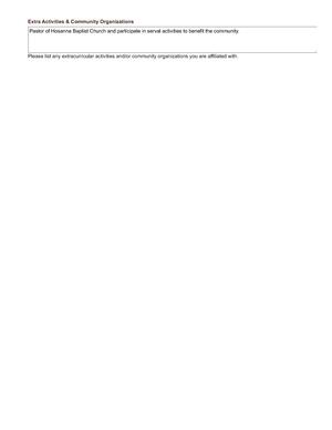 [Pastor of Hosanna Baptist Church and participate in serval activities to benefit the community.]