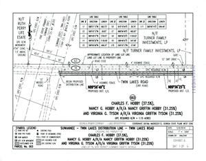[Map: Suwannee - Twin Lakes Distribution Line, Twin Lakes Road, Hobby and Tyson property (1 of 4)]