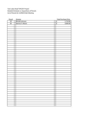 [Detailed Schedule re: Acquisitions of Parcels]