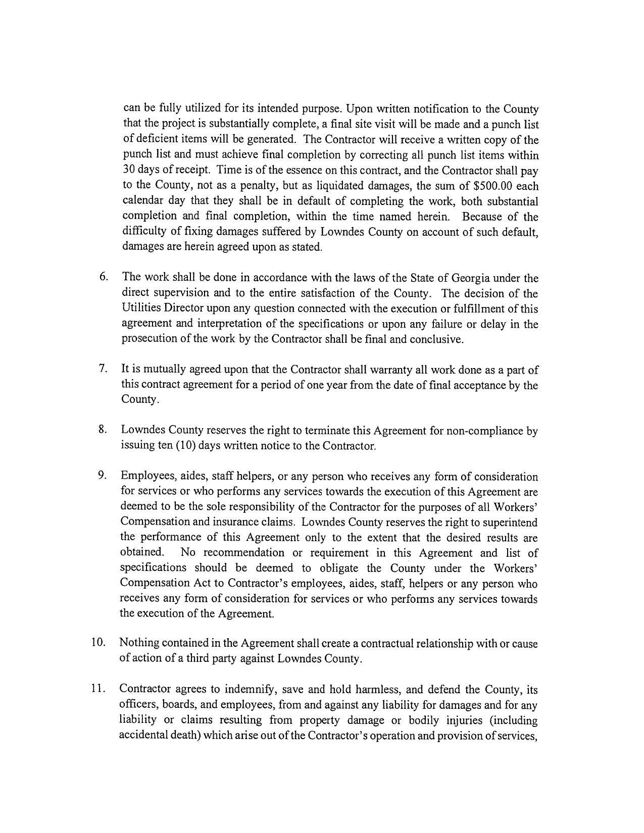 issuing ten (10) days written notice to the Contractor.