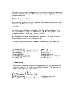 [Either party may terminate this Agreement for convenience upon providing notice to]