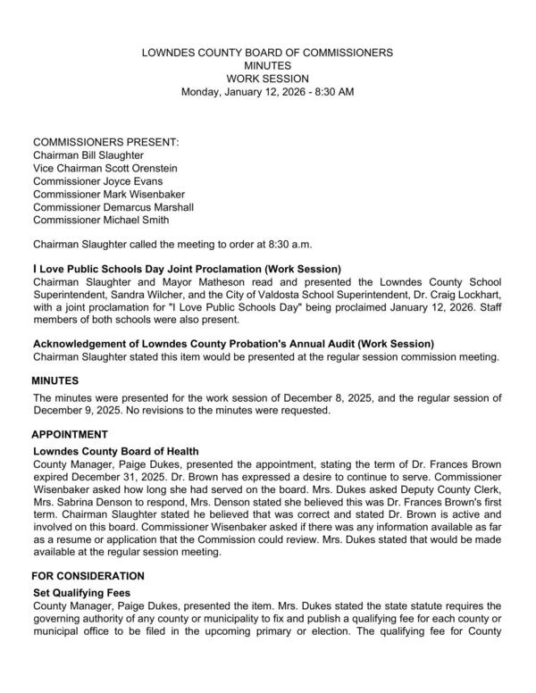 [Chairman Slaughter and Mayor Matheson read and presented the Lowndes County School]