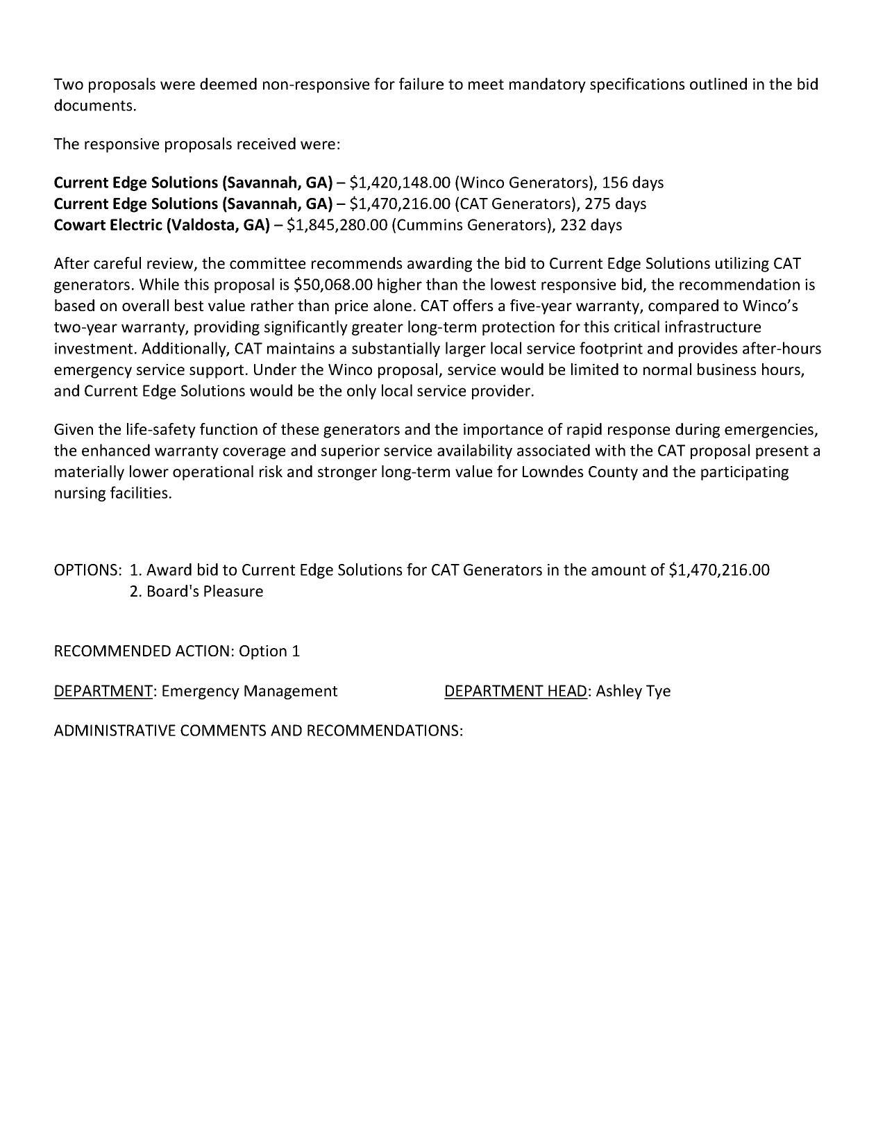 Three responsive proposals