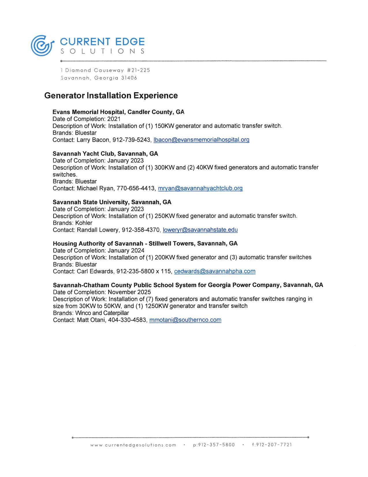 Current Edge Generator Installation Experience