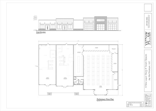Front Elevation and Preliminary Floor Plan