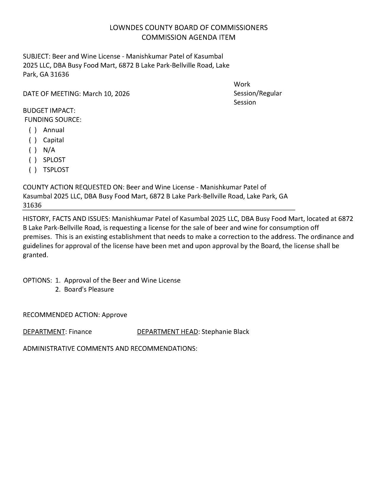 Address correction for existing establishment