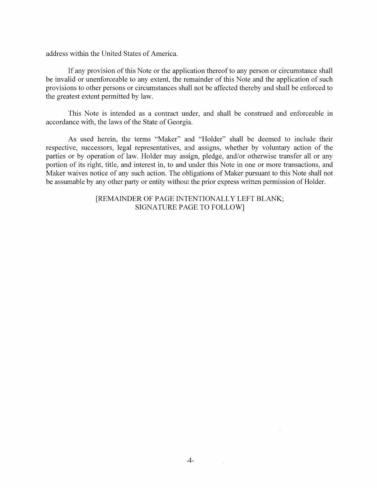 Maker waives notice of any such action. The obligations of Maker pursuant to this Note shall not