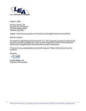 [On behalf of Longleaf Industrial Development, LLC, LEA respectfully requests Lowndes County]