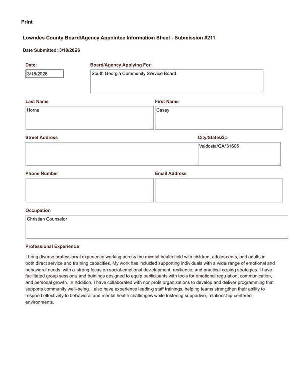 Application of Casey Horne