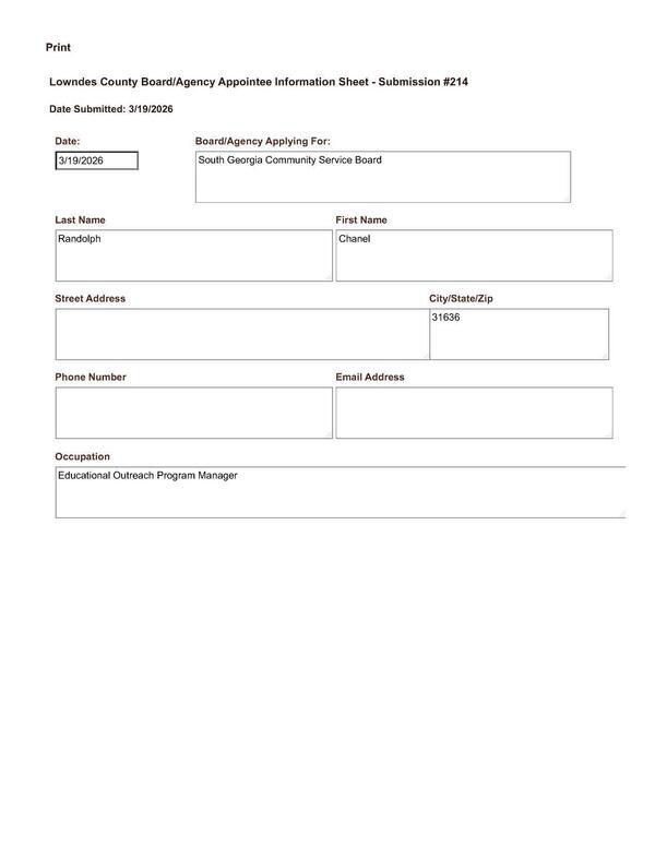 Application of Chanel Randolph