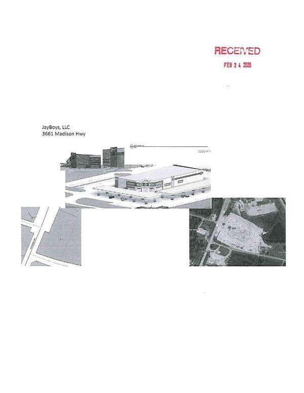Map and depiction, JayBoys, LLC, 3661 Madison Highway