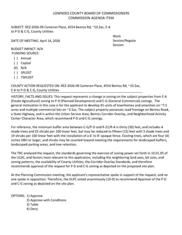 [to develop 91-units of townhomes and amenities on ~7.5 acres and multiple commercial lots on ~2.5ac.]