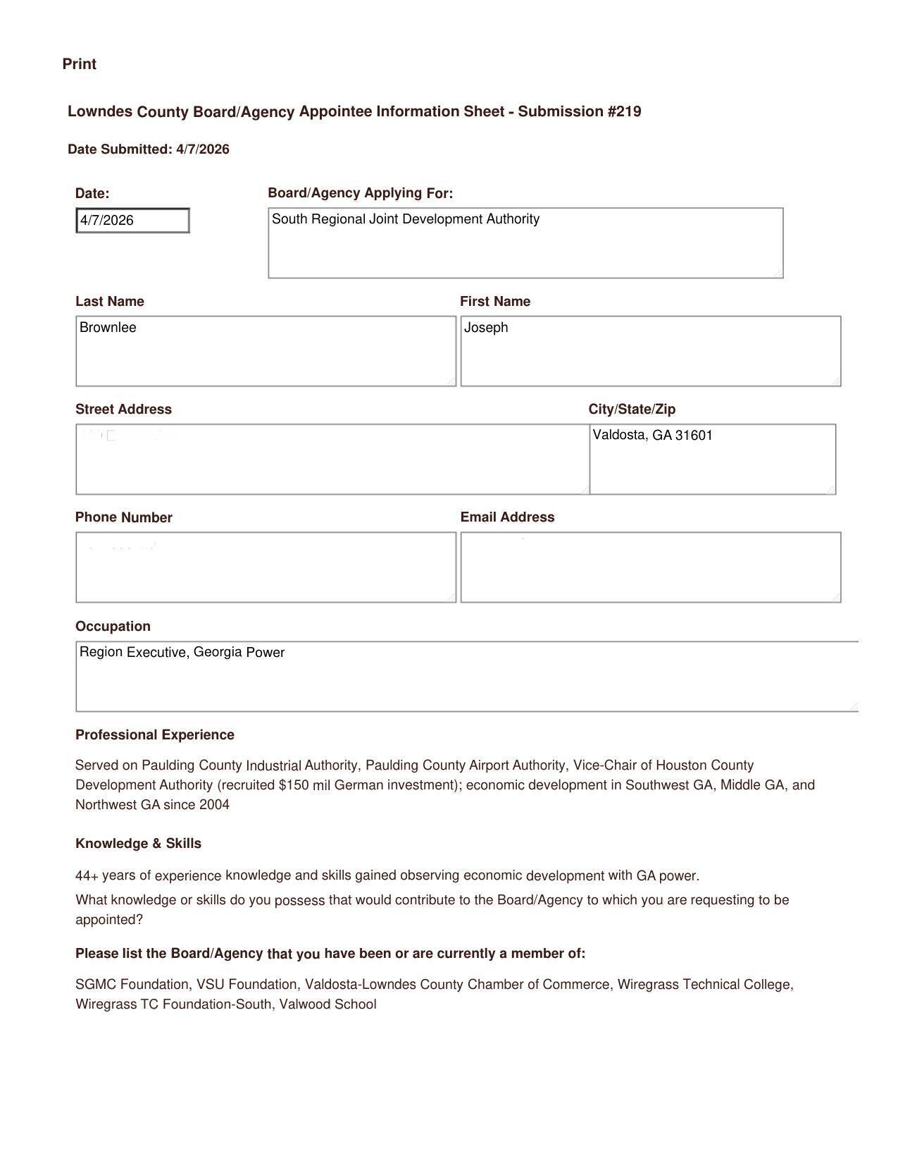 Joe Brownlee application