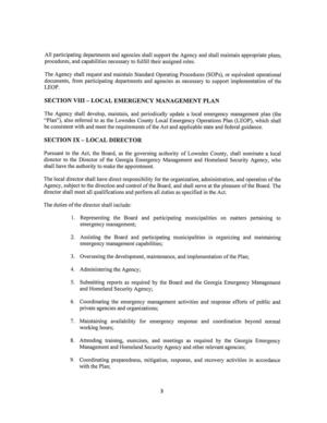 [SECTION VII —- LOCAL EMERGENCY MANAGEMENT PLAN]