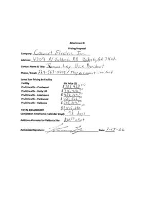 [Attachment B Pricing Proposal Cowart Electric Inc.]