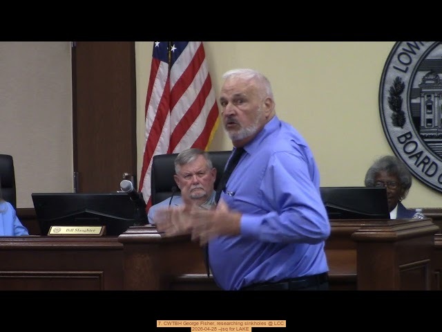 7. CWTBH George Fisher, researching sinkholes @ LCC, 2026-04-28 --jsq for LAKE