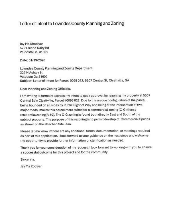 Letter of Intent from Jay Ma Kodiyar