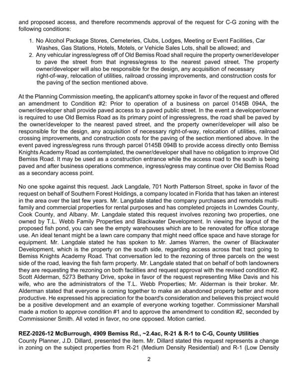 [request on behalf of Southern Forest Holdings, a company located in Florida that has taken an interest]