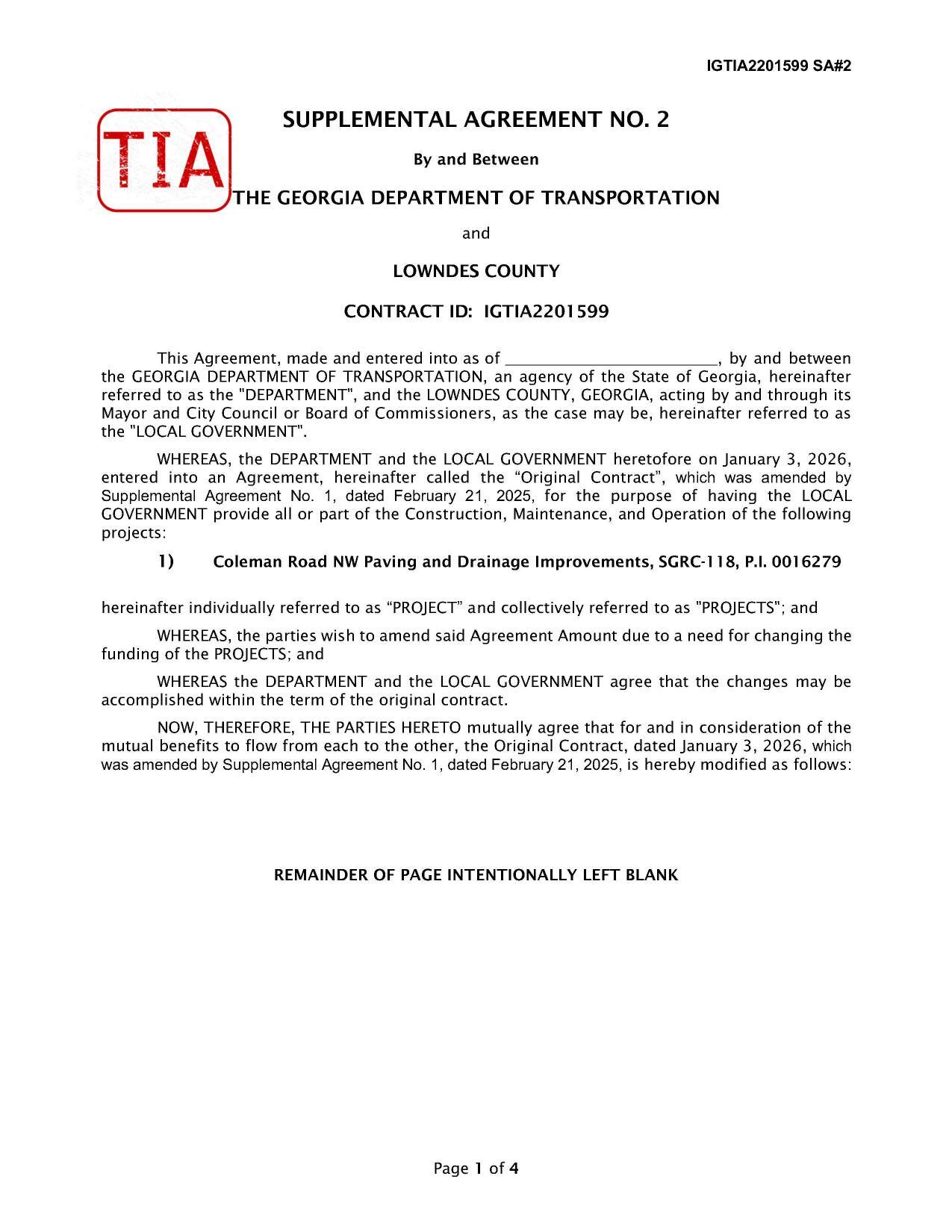 SUPPLEMENTAL AGREEMENT NO. 2