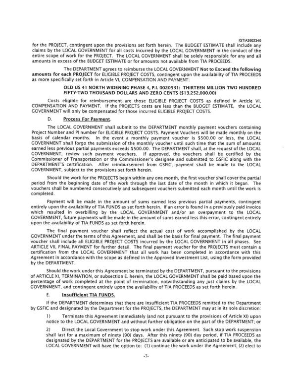Costs eligible for reimbursement are those ELIGIBLE PROJECT COSTS as defined in Article VI,