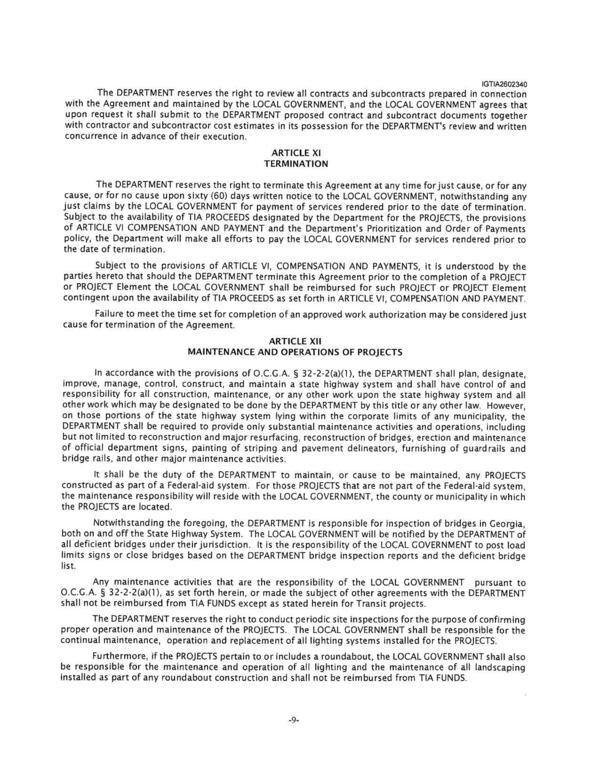 cause, or for no cause upon sixty (60) days written notice to the LOCAL GOVERNMENT, notwithstanding any