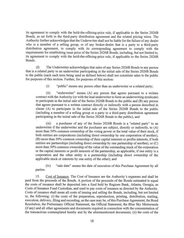 Authority further acknowledges that the Underwriter shall not be liable for the failure of any dealer