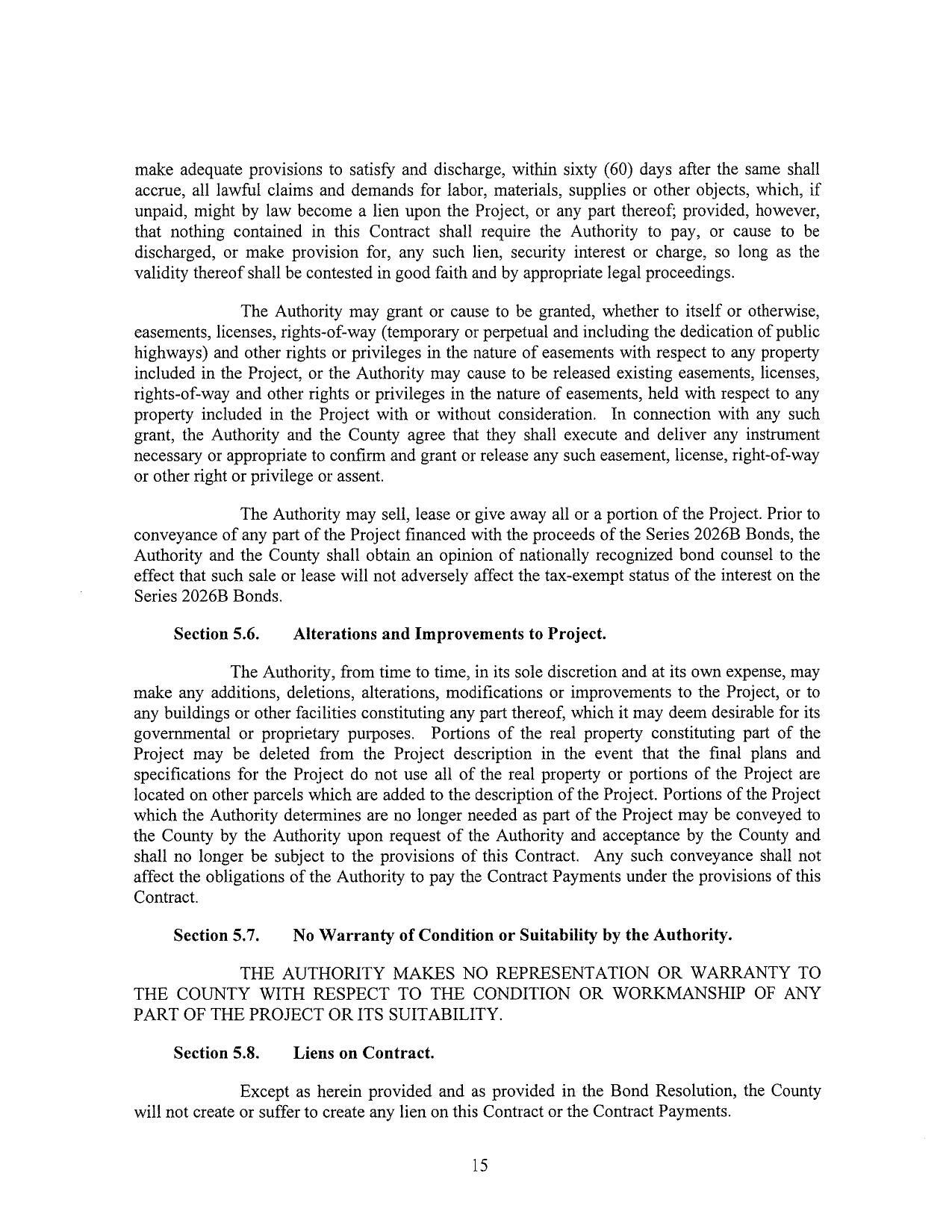 Section 5.6. Alterations and Improvements to Project.
