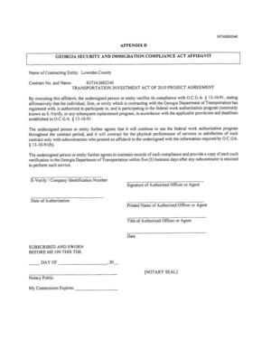 [APPENDIX D: GEORGIA SECURITY AND IMMIGRATION COMPLIANCE ACT AFFIDAVIT]
