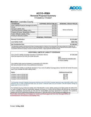 [ACCG-IRMA Renewal Proposal Summary]