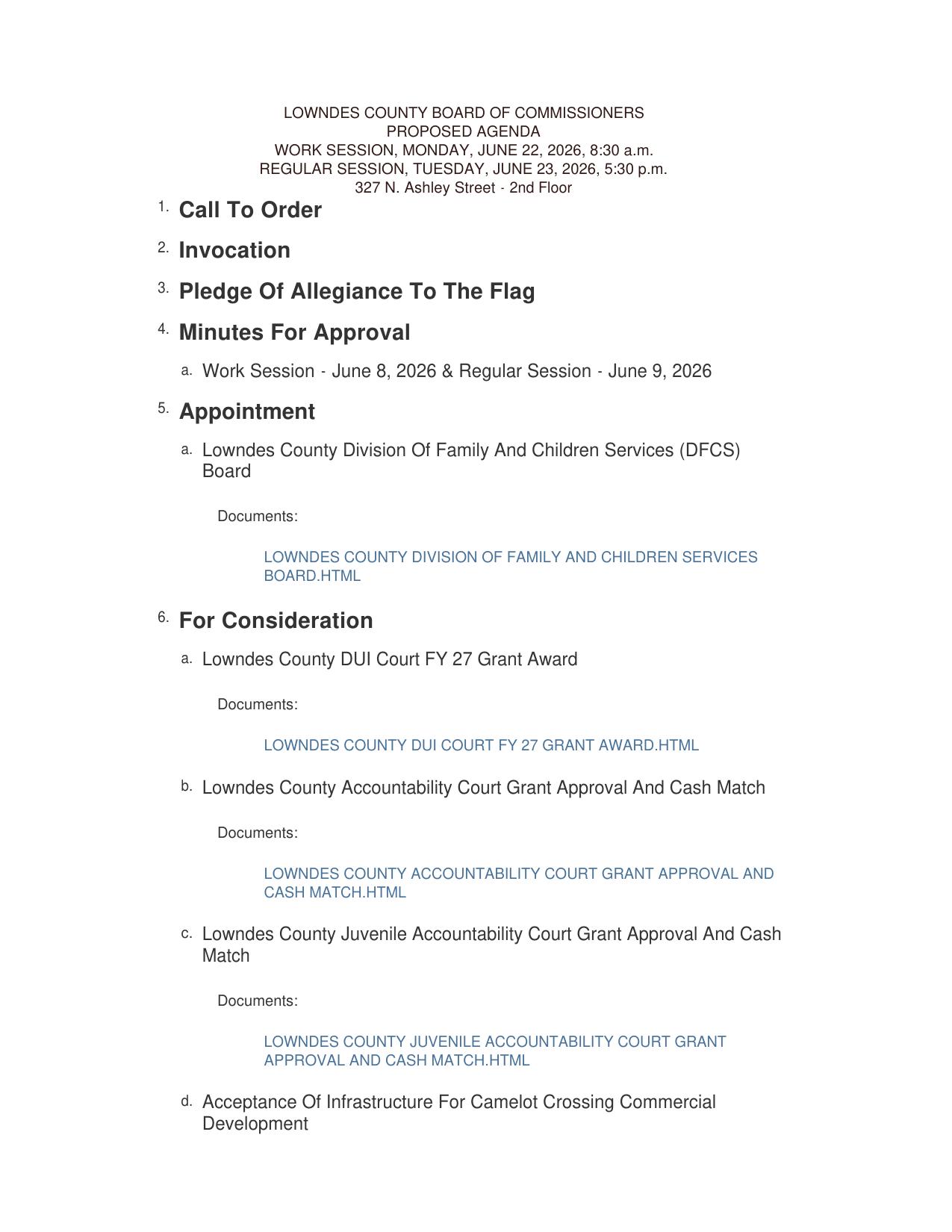 Agenda Page 1 for 2026-06-23 --Lowndes County BOCC