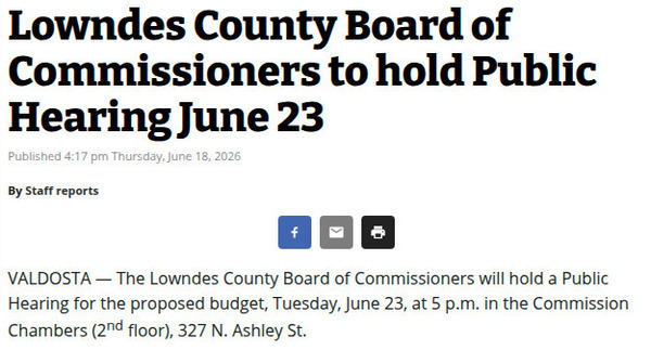 [Tuesday 5:00 PM Budget Public Hearing, 2026-06-23 --Lowndes County Commission]