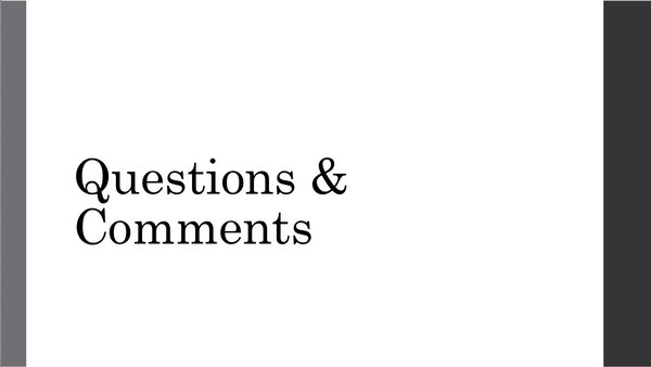 [Questions & Comments]