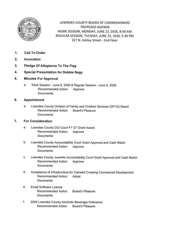 [PROPOSED AGENDA]