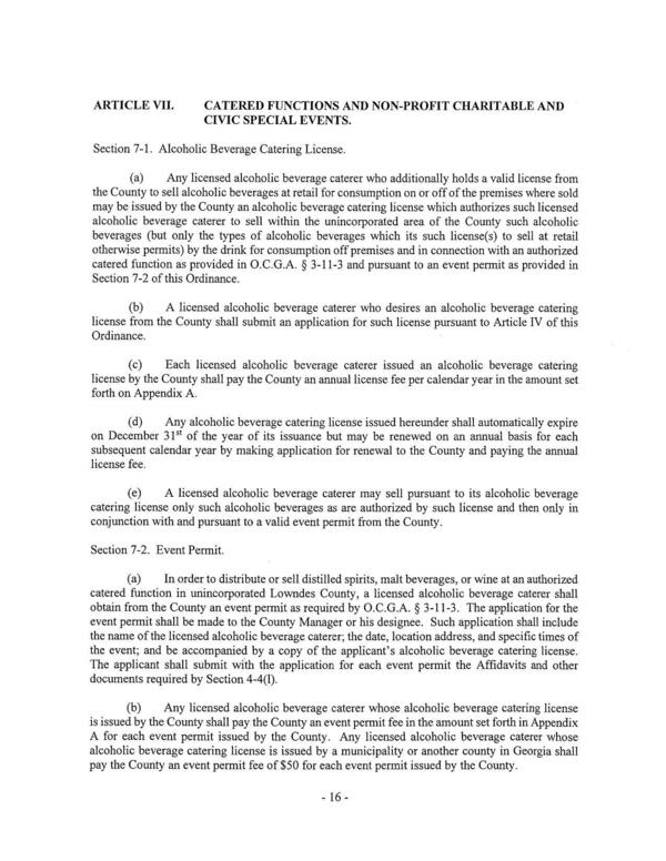 Section 7-1. Alcoholic Beverage Catering License.