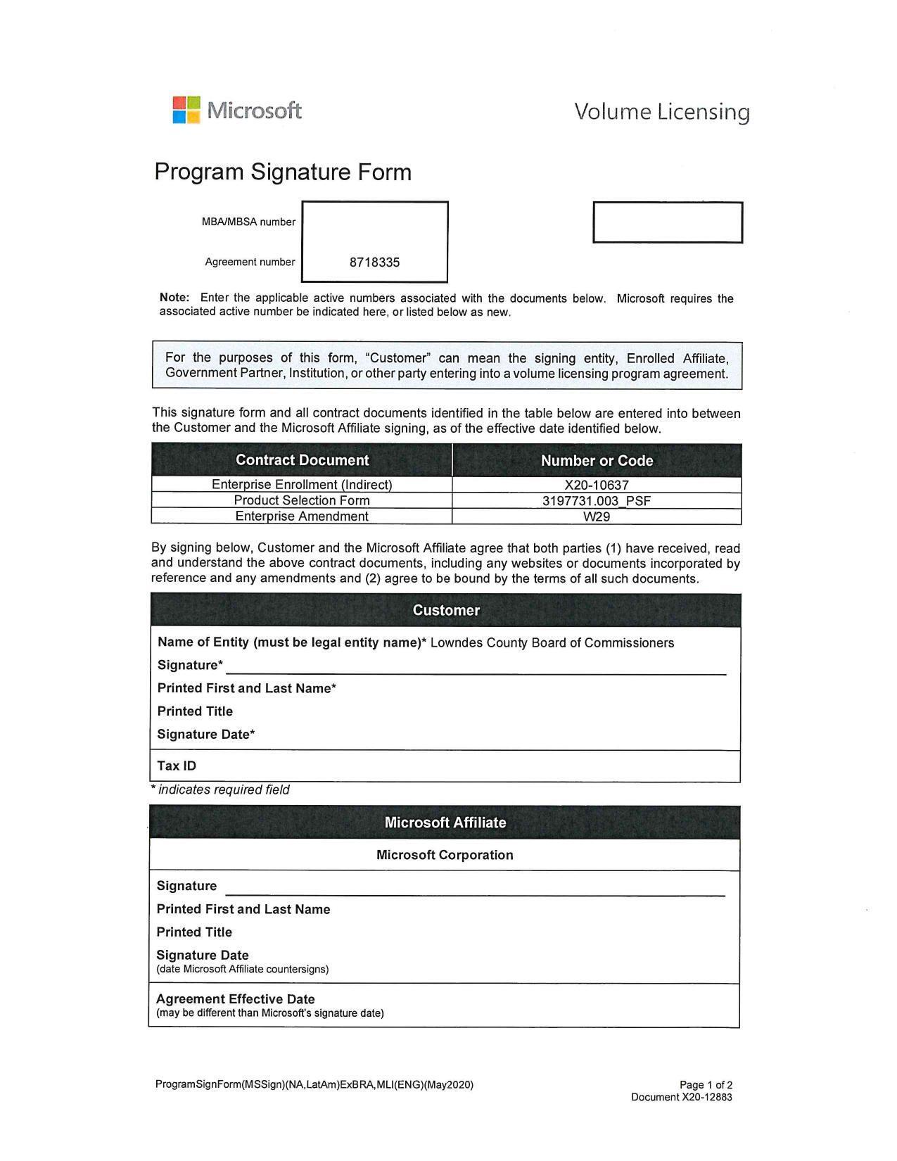 Program Signature Form