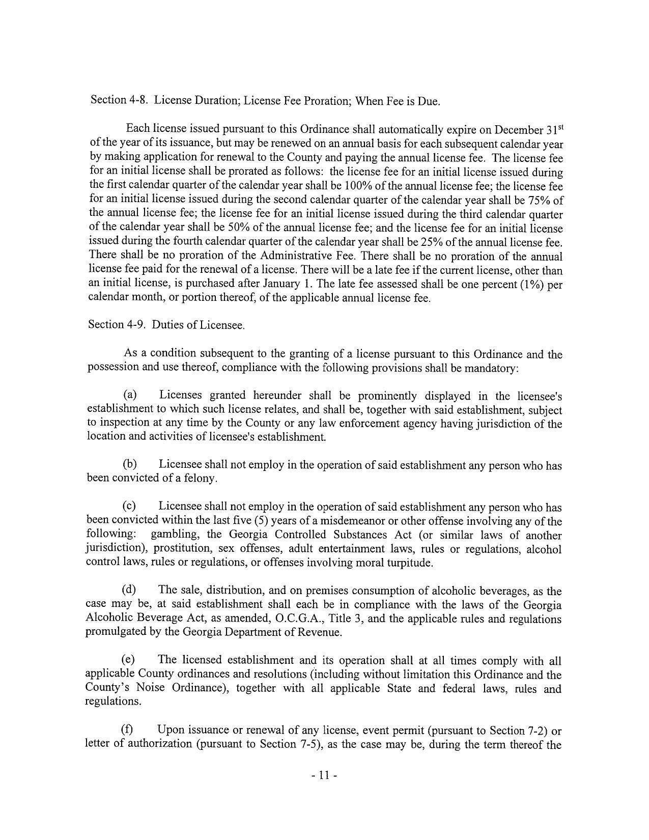 Section 4-8. License Duration; License Fee Proration; When Fee is Due.