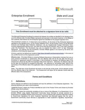 [This Microsoft Enterprise Enrollment is entered into between the entities as identified in the signature form]