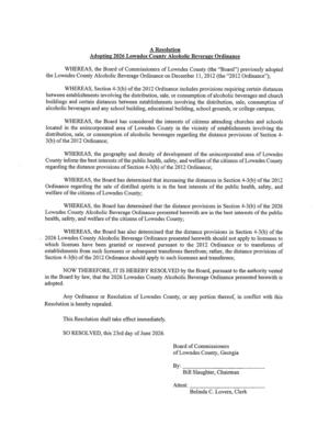 [A Resolution Adopting 2026 Lowndes County Alcoholic Beverage Ordinance]